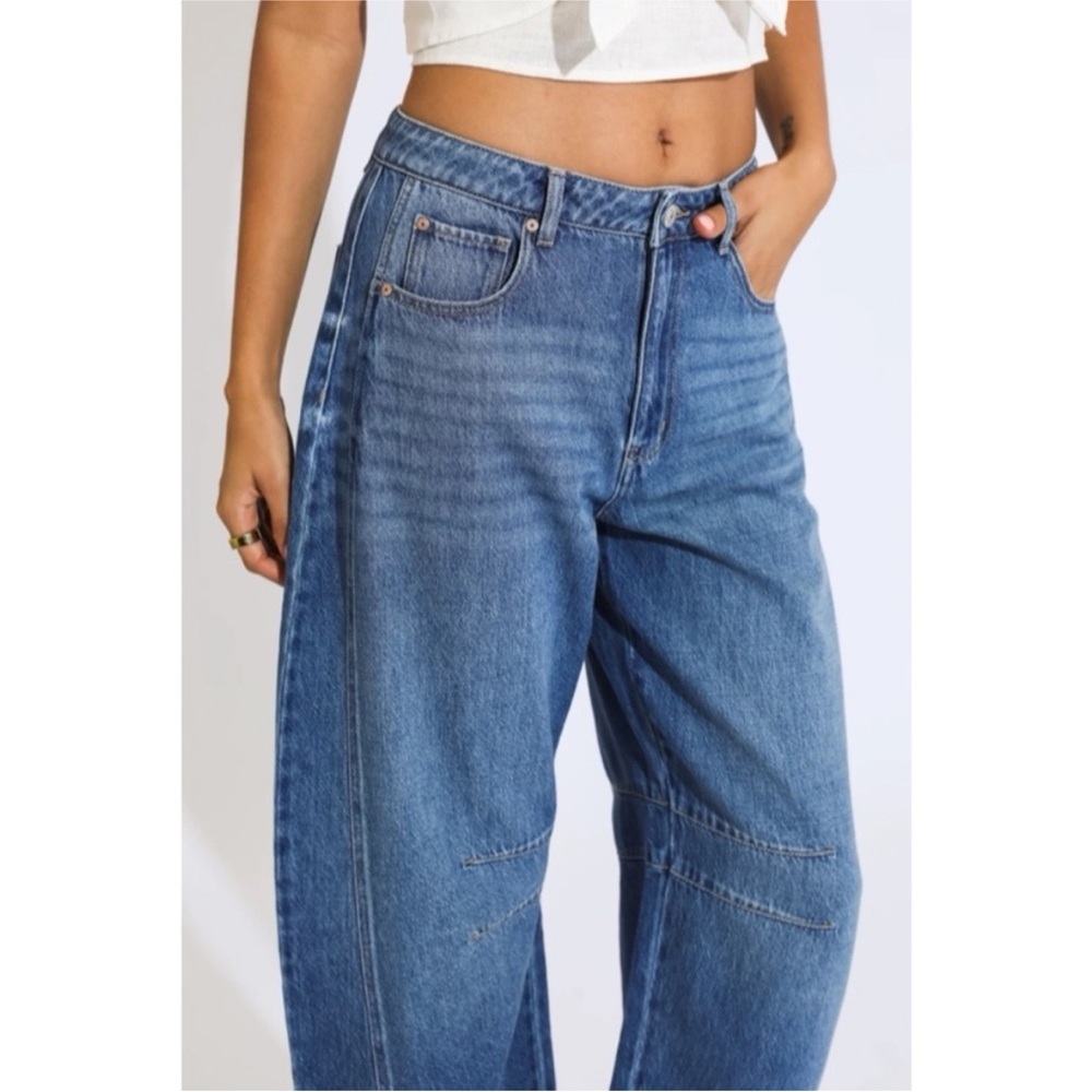 NWT Rewash Utility Barrel Cropped Jeans Size 30 Vintage Wash Blue Denim Cotton - Picture 3 of 13